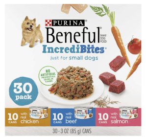 Purina Beneful IncreditBites Small Wet Dog Food Soft Chicken, Beef & Salmon, 3 oz Cans (30 Pack)